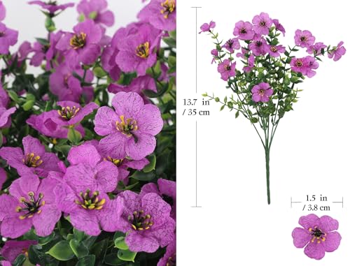 Purple Artificial Flowers for Outdoor Planter Indoor Decor Fake Silk Daisy Flowers UV Resistant Faux Plants for Spring Summer Garden Home Boxwood Porch Patio Window Box, 12 Bundles (Purple) - color: Purple