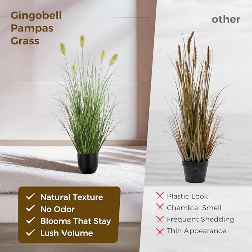 3FT / 4FT Extra Lush Artificial Plant (2pcs), Luxury Fake Tall Plants with Pot, Luxury Faux Tall Greenery with Dogtail for Garden Porch and Home Decor (Green, 3FT) - color: Green With Teasel, size: 3FT