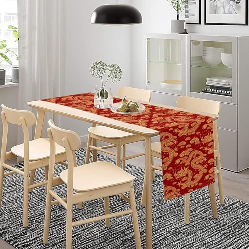 Chinese Dragon Table Runner, Asian Traditional Zodiac Dragon Spring Festival Table Runner for Home Kitchen Dining Patio Holiday Party Indoor 13x36in - color: Aisa-3, size: 13x36in