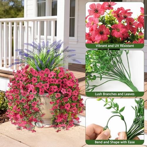 Homsunny Artificial Fake Hanging Flowers Plants for Outdoor Outside Decoration, Faux Silk Daisy Flower Realistic UV Resistant for Front Porch Patio Balcony Garden Yard Indoor Planter Home Decor(Pink) - color: Pink