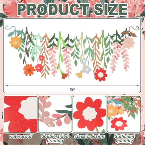 Yeaqee 2 Pcs Flower Banner Garland Cute Double-Sided Waterproof Spring Floral Birthday Party Decoration Paper Backdrop for Wedding Baby Shower(Wildflower,Colorful) - color: Colorful, style: Wildflower
