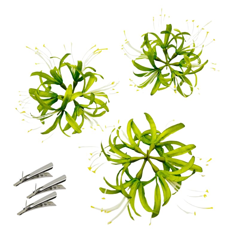 Silk Spider Plant Fake Flowers Heads,Artificial Flowers Spider Silk Flowers for Crafts,Fake Flowers Bulk,Artificial Flowers for Cake Decoration Wedding Party Birthday Home Décor (3, Green) - color: Green
