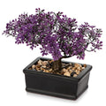 Artificial Bonsai Tree Juniper Faux Plants Indoor Fake Plants Decor with Black Ceramic Pots for Home Table Office Desk Bathroom Shelf Bedroom Living Room Farmhouse Decorations-Purple - style: 6" Purple Ficus