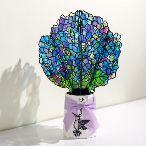 Lovepop Sunlit Hydrangeas Suncatcher Bouquet - 3D Pop Up Paper Flower Centerpiece for Mom, Her, Him, Women (Mother's Day, Birthday, Thank You, Get Well) 12 Inch - color: Sunlit Hydrangeas Suncatcher Bouquet