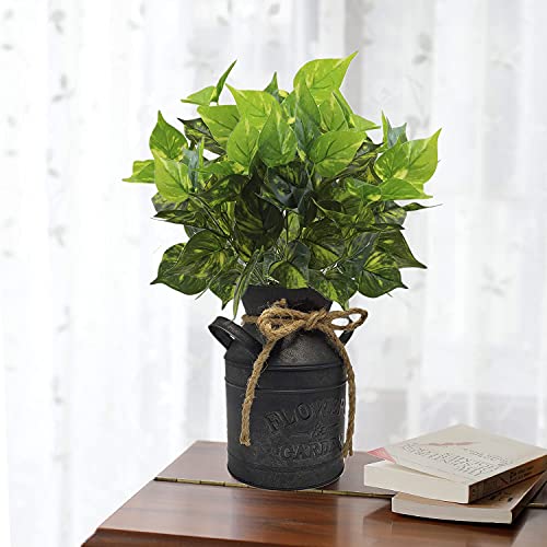 Artificial Scindapsus Aureus Decor, Plastic Realistic Green Leaves Shrubs Fake Plants Faux Grass Bushes Greenery for Indoor Outdoor Home Garden Verandah Office Table Arrangements Decoration 4 Pack - color: Scindapsus - 4 Pack