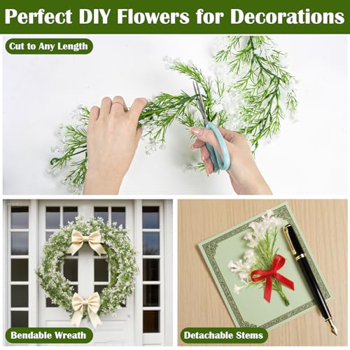 RAINFLOW 5.9Ft Babys Breath Artificial Flowers Garland - 1PCS Lush Baby Breath Flowers Artificial Bulk Vines, White Flower Garlands for Wedding Arch Party Fireplace Backdrop Indoor Outdoor Decor