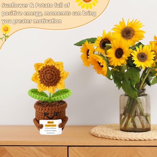 Mothers Day Mom Gifts from Daughter Son Crochet Sunflower Gifts for Mom Women I Love You Birthday Gifts for Women Mother in Law