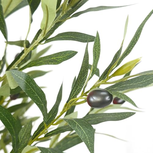 6FT Artificial Olive Tree – Lifelike Faux Olive Plant with Realistic Olive Fruits in Nursery Pot for Indoor Living Room Outdoor and Office Decor with Moss