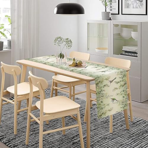 Eucalyptus Green Leaves Table Runner,Watercolor Floral Hummingbird Nature Plant Table Runner for Holiday Kitchen Living Room Home Party Decor 13x36 Inch - color: Hummingbird-1, size: 13x36in