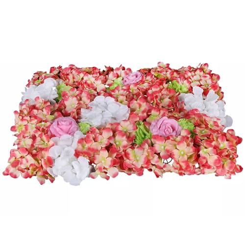Flower Wall Panel Floral Backdrop, 6 Pcs Flower Wall Decor, 24" X 16" Silk Rose Wall, Artificial Flower Wall Backdrop Faux Flower Panel for Wedding, Party, Home (Pink Hydrangea) - color: Pink Hydrangea