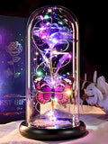 Mothers Day Birthday Gift for Mom from Daughter Son Purple Rose Eternal Flower Light Up Rose in Glass Dome with Butterfly, Mother's Flowers Gifts for Mom Women Wife Grandma Delivery Prime - color: Purple a