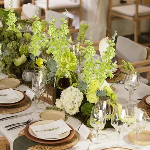 16Pcs Green Delphinium Artificial Flowers Larkspur 33.5'' Long Stem Fake Silk Green Flowers for Tall Vases for Home Wedding Party Table Centerpiece Floral Arrangement (Light Green) - color: Light Green