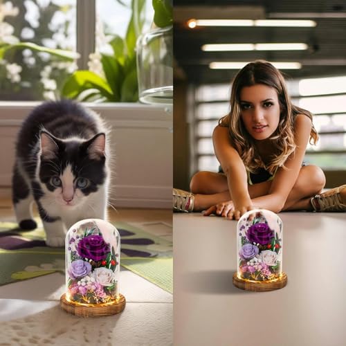 Forever Flower Gifts for Her:Perfect Graduation Flowers for Daughter Wife Mom-Preserved Flower with Symbolic Ladybugs–Flowers for Delivery Prime on Anniversary Valentines Birthday (Purple) - color: Purple2