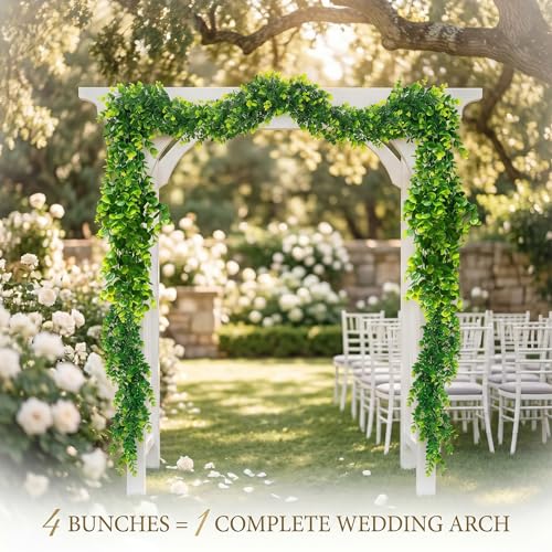8 Pack Artificial Eucalyptus Plants 30 Inches UV Resistant Hanging Vines for Indoor Outdoor Wedding Arch Wall Decor Patio Porch Party Backdrop