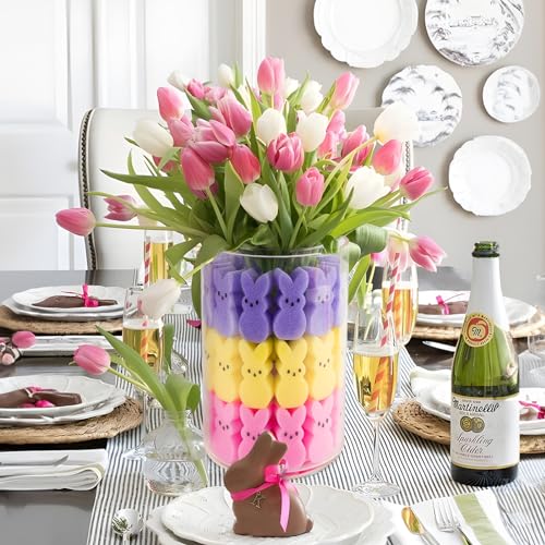 ORIENTAL CHERRY Easter Decorations - Easter Peeps Bunnies Vase Filler Set, Spring Decor Home Indoor Decoration Centerpieces for Tables - style: 45 Peeps Bunnies