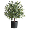 25" Tall Artificial Olive Topiary Ball Tree with Leaves and Fruits, Olive Boxwood Topiary Ball Potted Bushes UV Resistant Potted Plants for Indoor Outdoor Home Garden - color: Green-1pcs