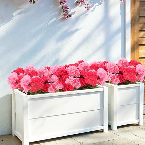BonBloom's 6 Bundles Artificial Geranium Flowers for Outdoors, UV Resistant Realistic Silk Flowers Fake Plants for Front Door Porch Garden, Balcony Window Box Indoor Home Spring Decor, Mixed Color - color: Mixed Pink& Rose Red, size: 6 pack