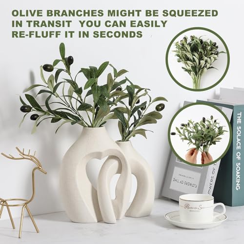 10pcs Faux Olive Leaves Stems 10” Tall Artificial Plants Olive Tree Branches for Small Vase Tabletop Greenery Decor for Home Office Wedding Party (Vase Not Included) - size: 10in