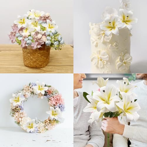 SNAIL GARDEN 11Heads Artificial Lily Flowers,Long Stem Faux Flowers with Buds,Tiger Lily Artificial Flowers for Home Hotel Flower Arrangement Party Decor