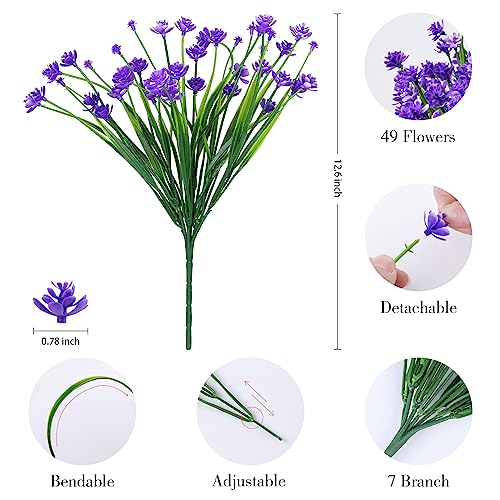 AGIRL 24 Bundles Artificial Flowers for Outdoor,No Fade Fake Plastic Flowers Faux Plants for Decoration Hanging Planters Indoor Outside Garden Porch Window Box Home Wedding Farmhouse - color: Dark Purple, size: 24