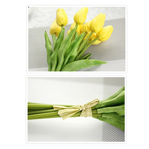 30 pcs Real-Touch Artificial Tulip Flowers Home Wedding Party Decor (Yellow) - color: Yellow