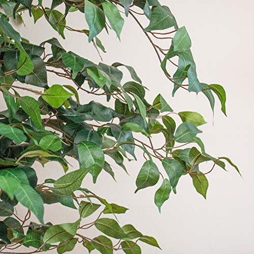 Nearly Natural 7ft Triple Trunk Artificial Ficus Tree with Natural Wood Trunks, Fake Tree For Indoor Home Decor, Faux Ficus Tree with Black Nursery Pot - size: 7ft, style: Tree in Pot