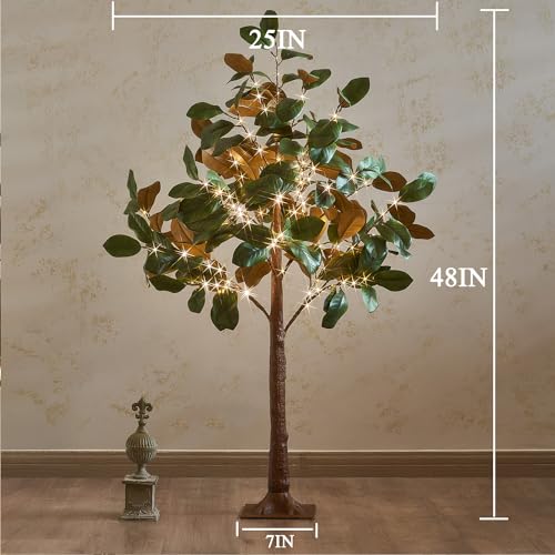 Hairui Lighted Magnolia Tree 4FT 165 LED Fairy Lights, Faux Plant Tree with Lights for Home Holiday Spring Decoration - style: 4FT-Magnolia Tree