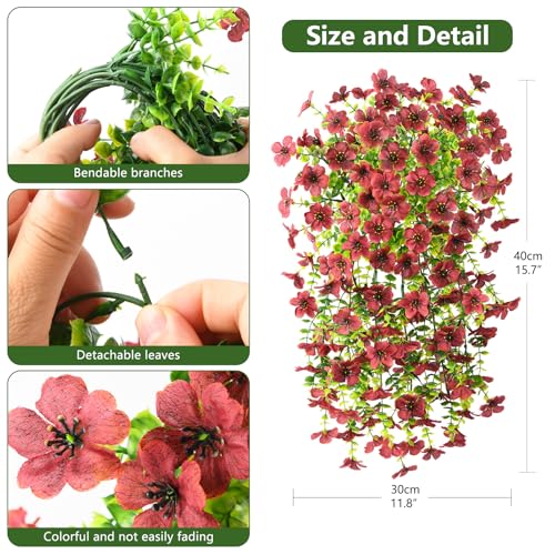 Homsunny Artificial Fake Mums Flowers Plants for Outdoor Decoration, 2 PCS Faux Daisy Silk Flowers Outside UV Resistant Realistic Home Decor for Porch Patio Balcony Garden Window Box(Brown) - color: Brown