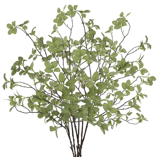 6 pcs Artificial Greenery Stems, 41.3’’ Tall Fake Plants Branches Faux Greenery Ficus Twig Leaf for Home Garden Shop Office Desk Decoration - color: Green, size: 6pcs