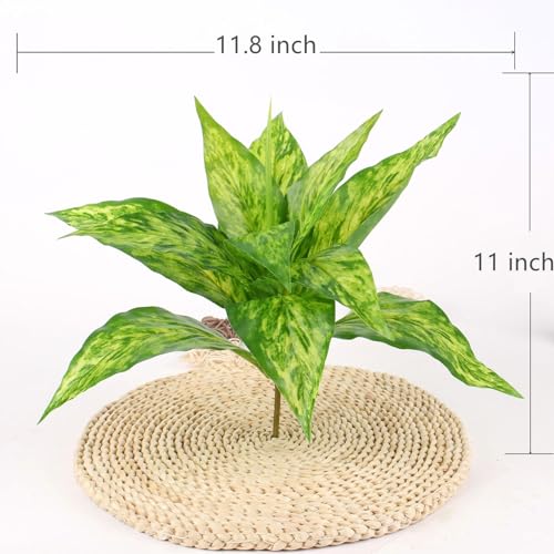 CATTREE Artificial Plants Outdoor Shrubs, Fake Agave Plant Faux Grass Plastic Leaves Greenery Bushes Home Decor Garden Wedding Party Decorations Indoor Yard UV Resistant Planter Filler - Yellow 4 Pack - color: Agave Grass - Yellow 4 Pcs