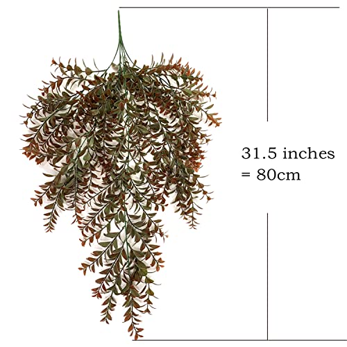 Artificial Hanging Vine, Faux Ivy Leaves Plastic Plants Greenery Fake Foliage Plant UV Resistant Vines Decor for Indoor Outdoor Home Kitchen Garden Office Wall Baskets Wedding Decoration Red 2 Pack - color: Red Leaves Hanging Vine / 2 Pcs