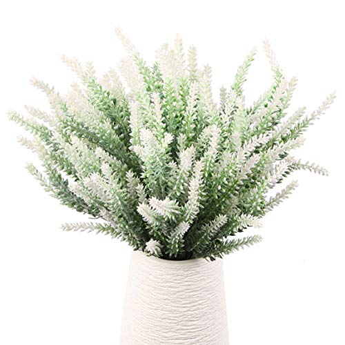 Artificial Flowers Lavender Plastic Plant Fake Wedding Bride Bouquet Indoor Outdoor Home Decor Garden Patio Table Centerpieces Arrangements Decoration White 4 Pcs - color: Lavender/White/4pcs