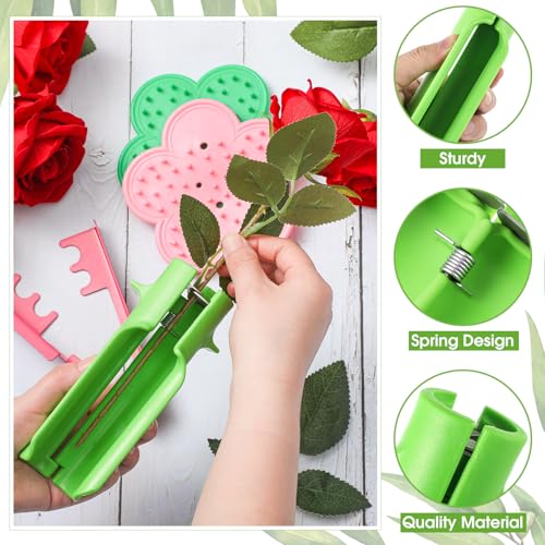 Lasnten 4 Pcs Rose Thorn Stripper Tool Set, Flower Stem Cleaner & Leaf Remover for Bouquet DIY, Floral Arranging, Wedding Flower Preparation, Florist Tools, Gifts for Bloom Lovers (Green and Pink) - color: Green and Pink