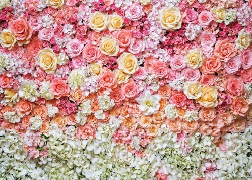 5 x 3 ft Flower Backdrop for Photography Pink Floral Flowers Girls Birthday Baby Shower Mother's Day Wedding Photo Background Cake Table Decoration Supplies Studio Props Banner - color: Flower Wall, size: 5X3FT
