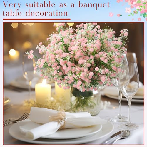 Lyrow 12 Pcs Spring Babys Breath Flowers Wedding Artificial Flowers Bulk Fake Gypsophila Babys Breath Bouquet Sprays Faux Floral for Home Vase Floral Arrangement Mother's Day Decor(Light Pink) - color: Light Pink