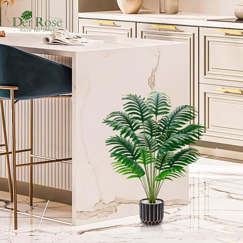 Der Rose Fake Plants Tall Artificial Palm Tree Faux Plants Indoor for Living Room Home House Decor - size: 28"-Palm