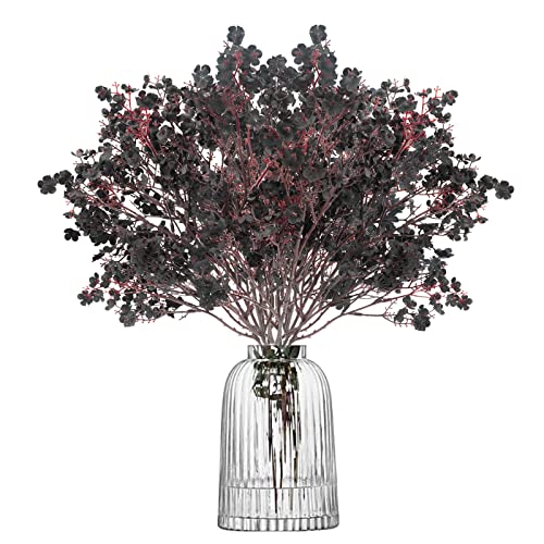Uieke 30 Pcs Babys Breath Artificial Flowers Fake Silk Black Flowers Faux Gypsophila Bouquet Real Touch Floral for Home Wedding Halloween Party Centerpieces DIY Décor - color: Black, size: 30PCS