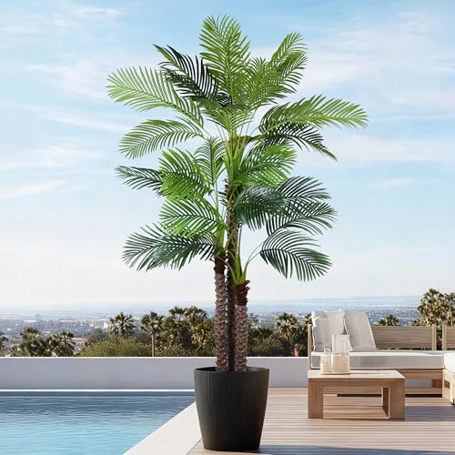 9FT Artificial Palm Tree - Tall Fake Palm Tree with 31 Lifelike Leaves & Realistic Trunk, 108" Large Faux Tropical Phoenix Palm Plant for Home Living Room Poolside Office Hotel Mall Decor - size: 9ft