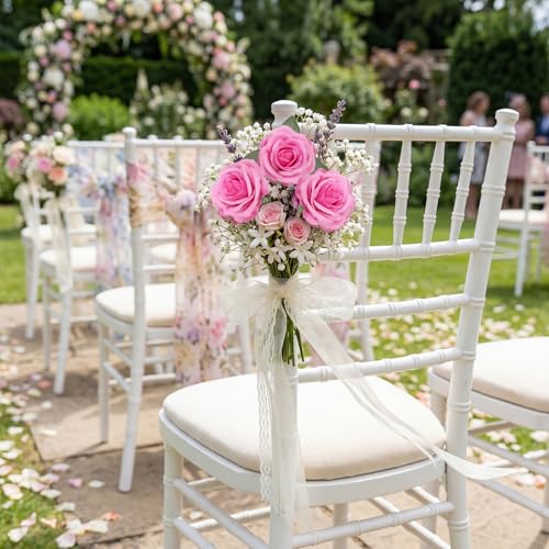 25PCS Pink Roses Artificial Flowers 3.94" Large Silk Roses with Stems Real Look Artificial Roses for Wedding Table Centerpieces Arrangement Home Decor(Pink) - color: Pink
