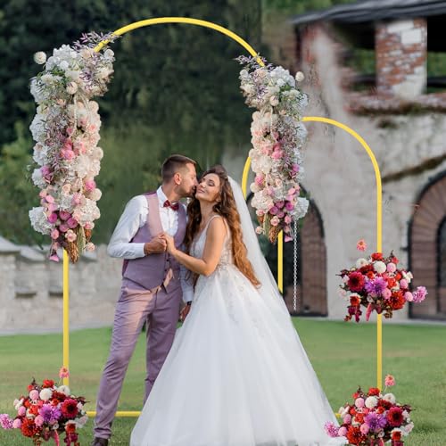 Metal Arch Backdrop Stand Wedding Arch frame Set of 2 (7.2FT,6FT) Gold Balloon Backdrop Arch Stand for Wedding Ceremony Birthday Party Baby Shower Graduation Ceremony Decoration - size: 7.2FT,6FT