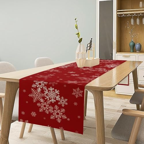 Christmas Snowflakes Table Runner Seasonal Winter Holiday Theme Art Printed Dinner Runner for Home Party Kitchen Dining Table Decor Fabric 1 Panel W13xL36in - color: Christmas-5, size: 13"W x 36"H
