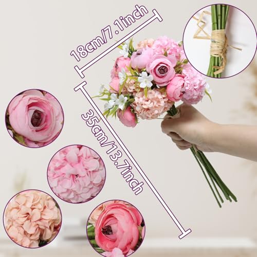 Zerzsy Pink Peonies Artificial Flowers, 10 Branch Burgundy Faux Peonies, Silk Flower Bouquet for Centerpiece Table Wedding Home Decor - color: Ped-10, size: 1 Bouquet