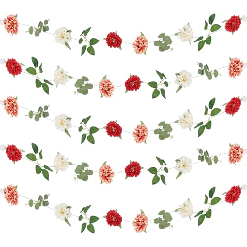 CITYES 5 Pcs Flower Garland for Backdrop Artificial Hanging Wildflower Garland Floral Vines 29.5 ft Faux Silk Flowers Vines Decorations for Home Garden Spring Summer Wedding Party Arch Wall Fall Decor - color: 5 Pcs-29.5 Ft