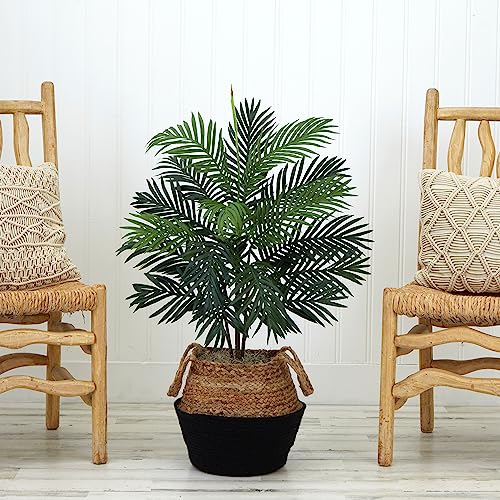 Nearly Natural 3ft. Artificial Areca Palm Tree with Handmade Jute & Cotton Basket DIY KIT, Green