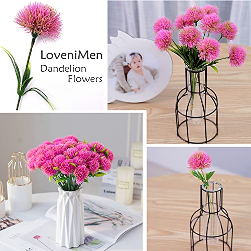 Fake Dandelion Flowers (Pink 10 Pcs) Artificial Plants, Faux Flower Plastic Plant Decor Indoor Outdoor for Outside Outdoor for Home Decoration Wedding Party DIY Filler Décor - color: Dandelions Pink/ 10 Pcs