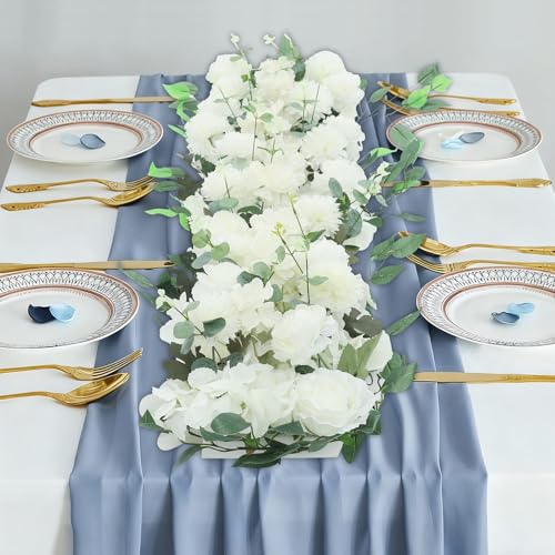 Wedding Arch Artificial Flowers Panels, Silk Rose Floral Wall Backdrop, 13.8 x 13.8in Artificial Flowers Garland for Wedding Party Table Decoration, White (White, 1 Pcs) - color: White, size: 1 Pcs