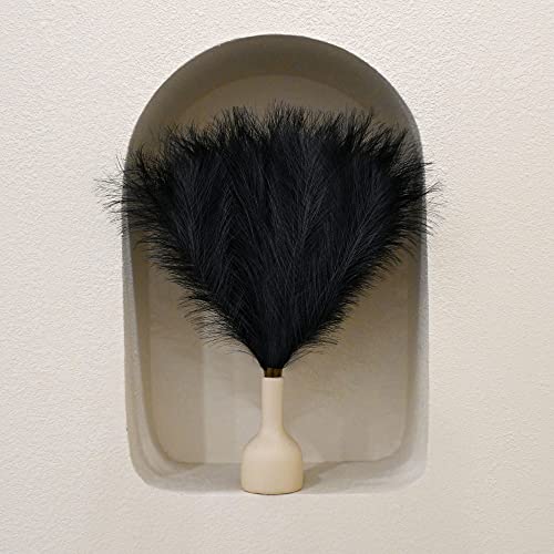 6 PCS Faux Pampas Grass Arrangement - 18"/45cm Artificial Fluffy Pompous Grass Stems for Boho Chic Home and Wedding Decor (Black) - color: E4- Black