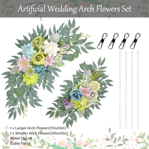 Artificial Flower Wedding Arch Decorations, Arch Faux Flowers Greenery for Wedding Decor, Reception Backdrop Decoration, Bridal Shower, Baby Shower (Green) - color: Green