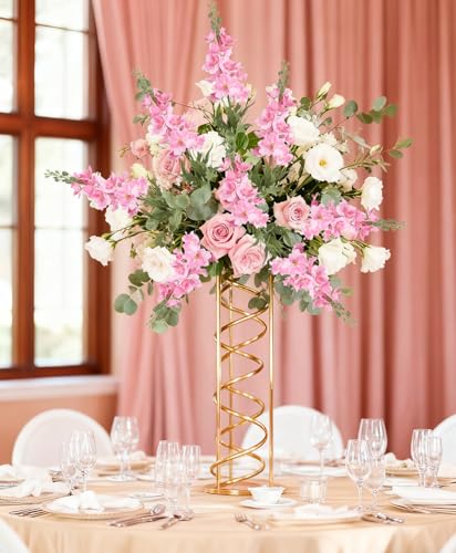 IPOPU 6PCS Faux Pink Delphinium Artificial Flowers 28.74'' Realistic Silk Fake Larkspur Flowers with Stems for Tall Floor Vase Outdoor Garden Wedding Party Home Decor (Deep Pink) - color: Deep Pink