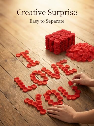 1000 Pcs Artificial Fake Rose Petals,Flower Petals for Romantic Night, Engagement, Party, Wedding, Event Flower Decoration(Red) - color: Red, size: 1000Pcs